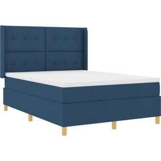 vidaXL Box Spring Bed with Mattress Blue 160 x 200 cm Fabric vidaXL
