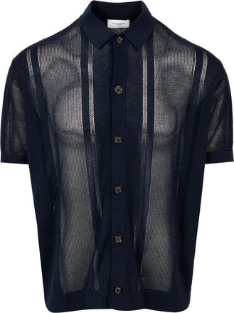 Paolo Pecora Shirts Blue - Heren - Korte mouwen Overhemden - Blauw - 2XL - Katoen - Overhemden