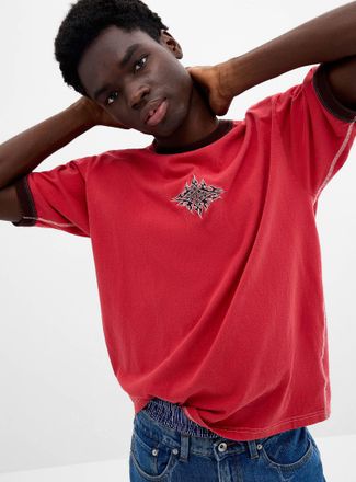 Vans Mens Flame embroidery ringer T-shirt