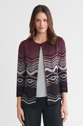 Ming Wang Heritage Lurex Landscape Jacquard Knit Jacket in Midnight Violet/black/silver at Nordstrom, Size X-Small