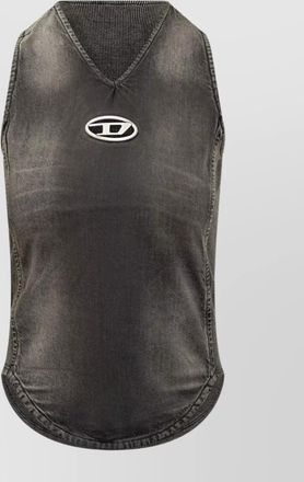 Diesel curved hem sleeveless denim top
