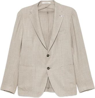 Tagliatore Blazers, male, Beige, Size: L Houndstooth Blazer