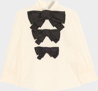 Valentino Garavani Bow Eyelet Mock-Neck Top