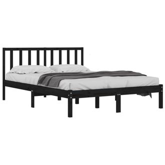 Berkfield Home Beautiful Bed Frame Black Solid Wood Pine 140x190 cm