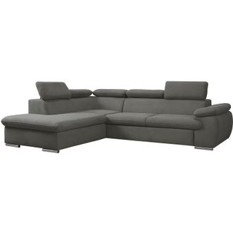 Vente-Unique Divano letto angolare con contenitore in tessuto Antracite - Angolo a sinistra - FABIEN