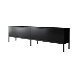 Dmora Mueble de televisi&oacute;n efecto madera negro 180x30 cm