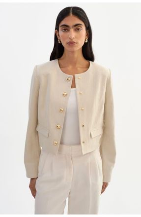 LaMarque Francina | Linen Twill Collarless Jacket in Natural at Nordstrom, Size X-Small