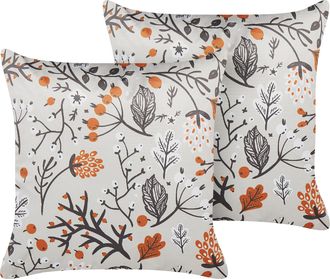Beliani Conjunto De 2 Cojines De Terciopelo Blanco Crema 45 X 45 Cm Relleno Montbretia