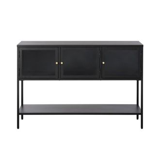 DRAWER Aparador de 3 puertas en cristal templado y metal L132cm - Negro