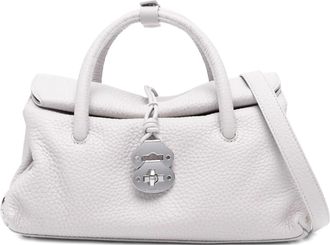 Zanellato White Grained Texture Turn Lock Shoulder Bag