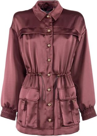 Nenette Zakken Satijn Poly Jack - Dames - Zomerjassen - Bruin - XS - Satijn - Jassen
