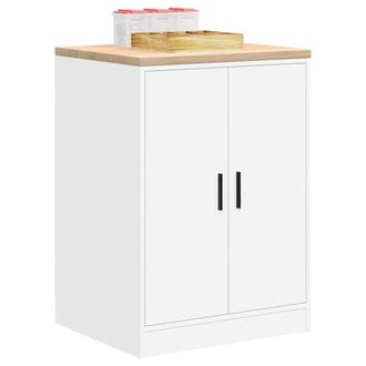 Berkfield Home Garage Storage Cabinet White 60x51x85 cm Solid Wood Pine | Size: 60 x 51 x 85 cm