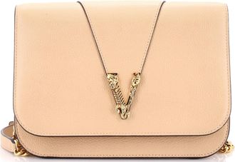 Versace Virtus Chain Flap Shoulder Bag Leather Medium