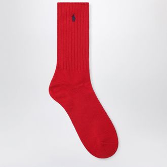 Polo Ralph Lauren Black/red cotton-blend logo socks