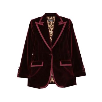 Dolce & Gabbana Fluwelen Single-Breasted Blazer - Dames - Jassen - Rood - Maat: M Katoen