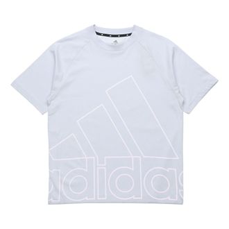 adidas U Big Logo T Sports Stylish Knit Round Neck Short Sleeve Blue GU4293