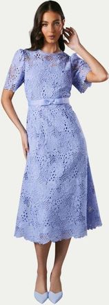 Coast Lace Midi Dress With Bow Belt in Lavender at Nordstrom, Size 10