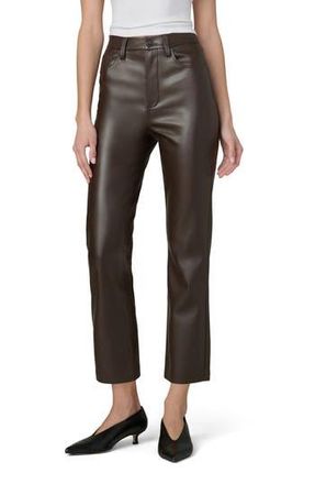 Joe's Lyra Slim Ankle Faux Leather Pants in Dark Chocolate at Nordstrom Rack, Size 30