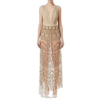 Elisabetta Franchi Dames, Jurken, Beige, Maat: L