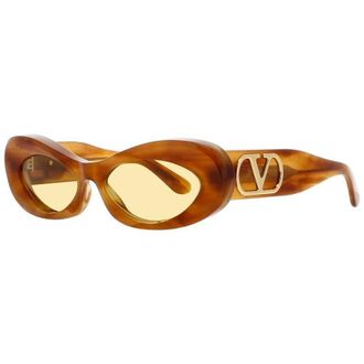 Valentino Ladies Gold Tone Rectangular Sunglasses VLS178C