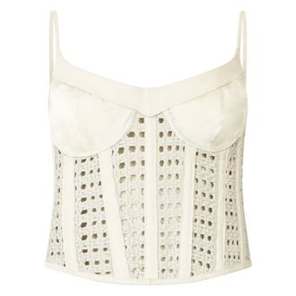 Philipp Plein Woven Leather Bustier - - Tops - Donna - Beige - XS