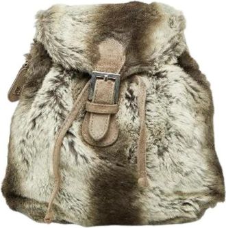 Fendi Pre-owned Zucca Fur Suede Backpack - Dames - Vintage Rugzakken - Grijs - ONE Size - Su&egrave;de - Vintage