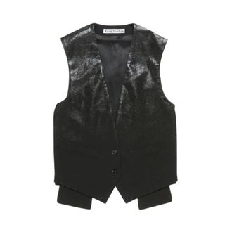 Acne Studios Jassen, Dames, Zwart, M, Leer, Degrad&eacute; Vest