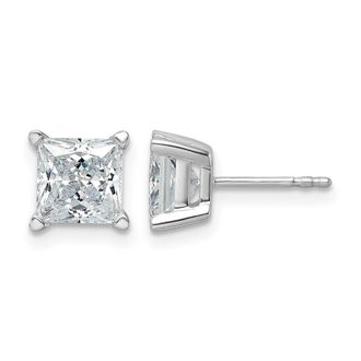 Diamond2Deal 14k White Gold 3 ct Princess Lab Grown Diamond Stud Earrings VS Clarity, D-E Color