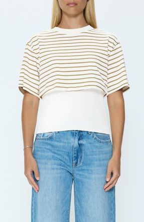 Pistola Denim Camryn Stripe Layered Cotton Top in Tannin Ecru Stripe at Nordstrom, Size X-Large