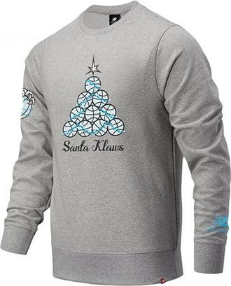 New Balance Round Neck Solid Color Funny Pattern Long Sleeves Gray MT03619-AG