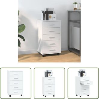 vidaXL vidaXL Cassettiera per studio - Cassettiera con Ruote bianco lucido in Legno Multistrato