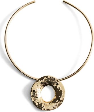 Mango Rigid Circular Pendant Necklace in Gold at Nordstrom