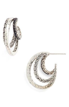 John Hardy Classic Chain Hammered Hoop Earrings in Black at Nordstrom