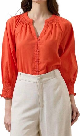 Sugarlips Yamila Long Sleeve Button Down Shirt In Tomato