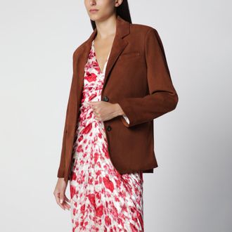 Golden Goose Robyn suede sheepskin blazer in Cambridge Brown