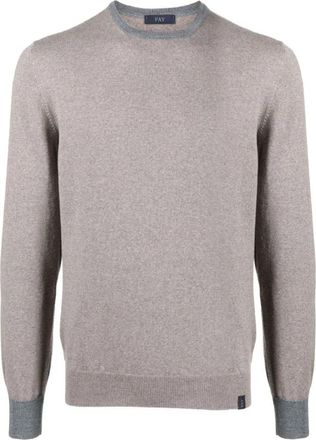 Fay Beige Trui Collectie - Heren - Ronde hals truien - Beige - 3XL - Truien & Vesten
