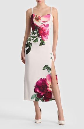 Alice & Olivia Nina Placed Floral Dress in Empress Bloom Off White at Nordstrom, Size 12
