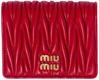 Miu Miu Small Matelass&eacute; Nappa Leather Wallet With Snap Closure Accessories