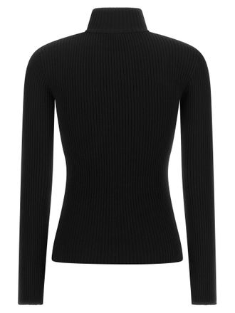 Courr&egrave;ges Ribbed Viscose with Cut-Out Sweater - Black