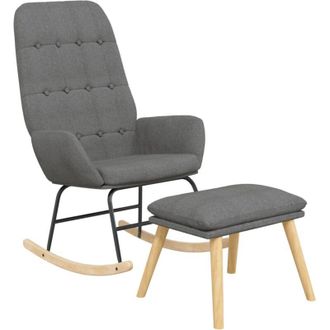 vidaXL Sill&oacute;n Mecedora Con Taburete Tela Gris Claro Vidaxl