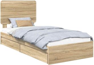 vidaXL Storage Bed with Drawer Sonoma Oak 75 x 190 cm Engineered Wood vidaXL
