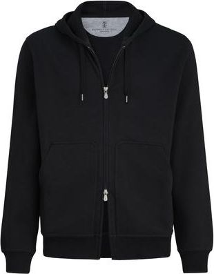 Brunello Cucinelli Hooded zip-up sweatshirt in Black at Nordstrom, Size Xxx-Large Eu