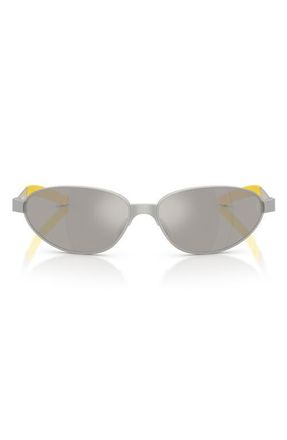 Ferrari 64mm Oversize Oval Sunglasses in Silver Matte /Grey Mirror at Nordstrom