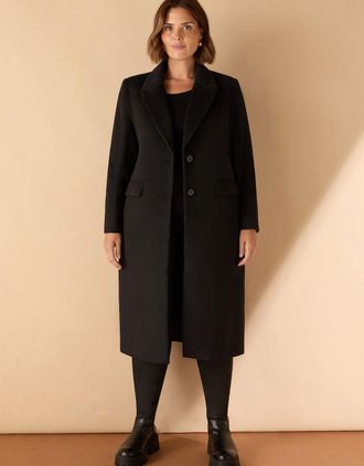 Live Unlimited London Womens Black Wool Blend Tailored Coat - Size: 12