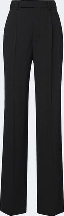 Saint Laurent Pantalones rectos en mezcla de lana a rayas