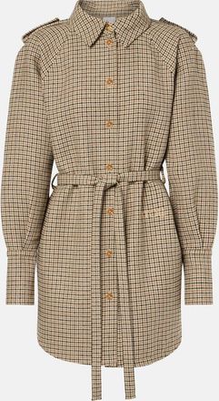 Patou Houndstooth flannel shirt dress