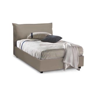 Talamo Italia Cama doble en ecopiel gris t&oacute;rtola 120x190 cm