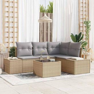 vidaXL Conjunto De Sof&aacute; De Jard&iacute;n 5 Pcs Beige Polirat&aacute;n Vidaxl