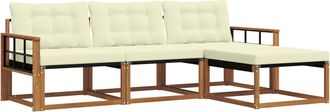 vidaXL Conjunto De Sof&aacute;s De Exterior 4 Uds. Natural Y Crema Vidaxl