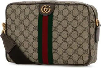 Gucci Mens Gg Crossbody Bag Beige Polyurethane Polyamide